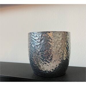 Silver Hammered Metal Planter